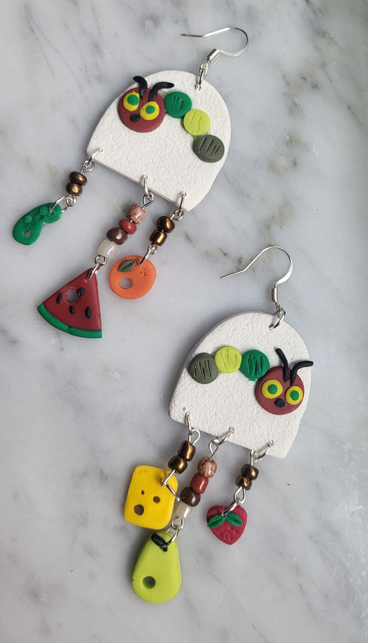 Caterpillar Clay Earrings