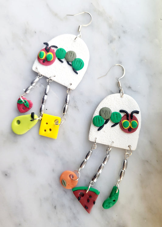 Caterpillar Clay Earrings