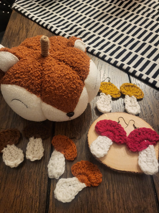 E6-Crochet Mushroom Earrings