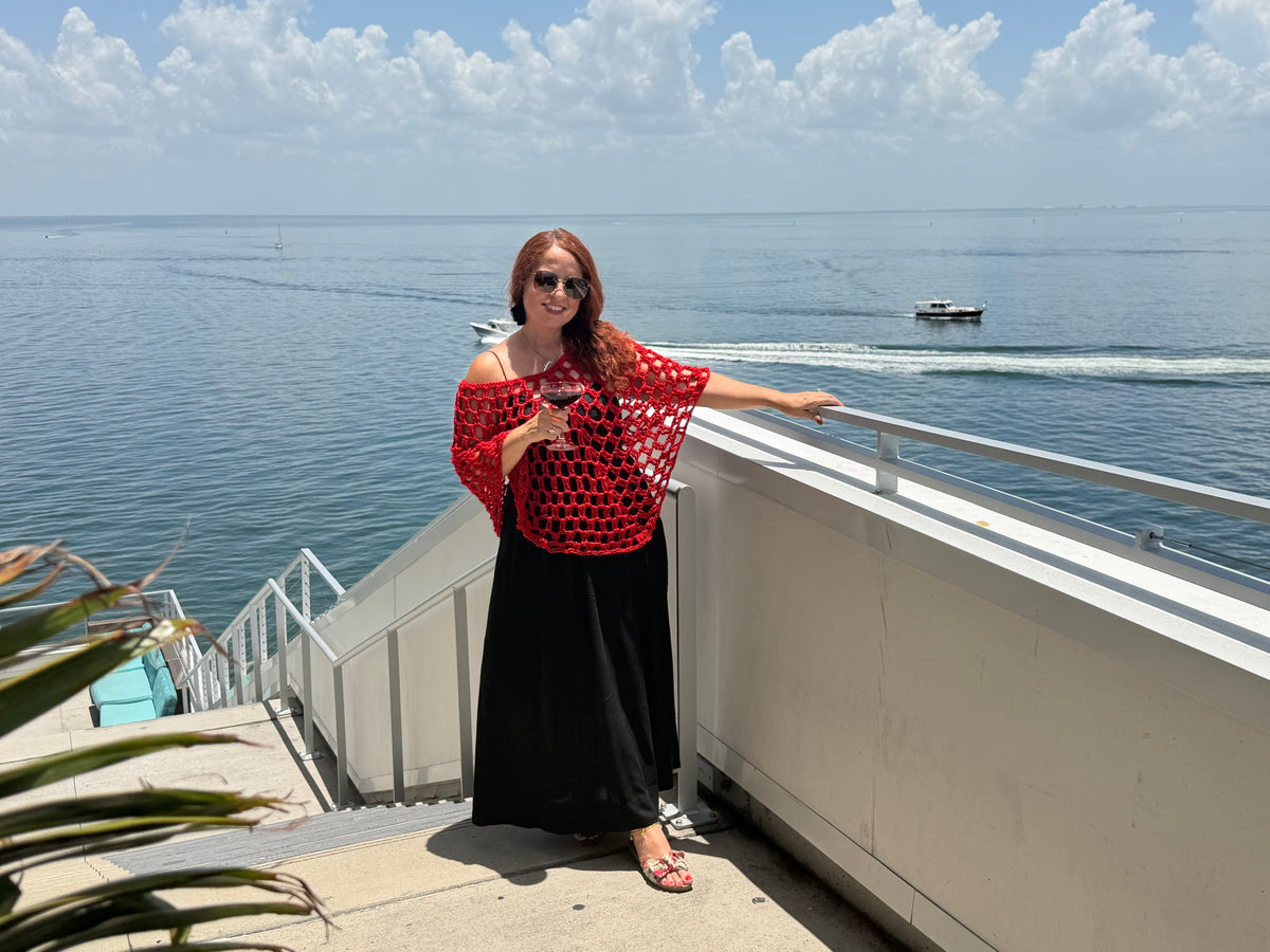 Summer Poncho Red