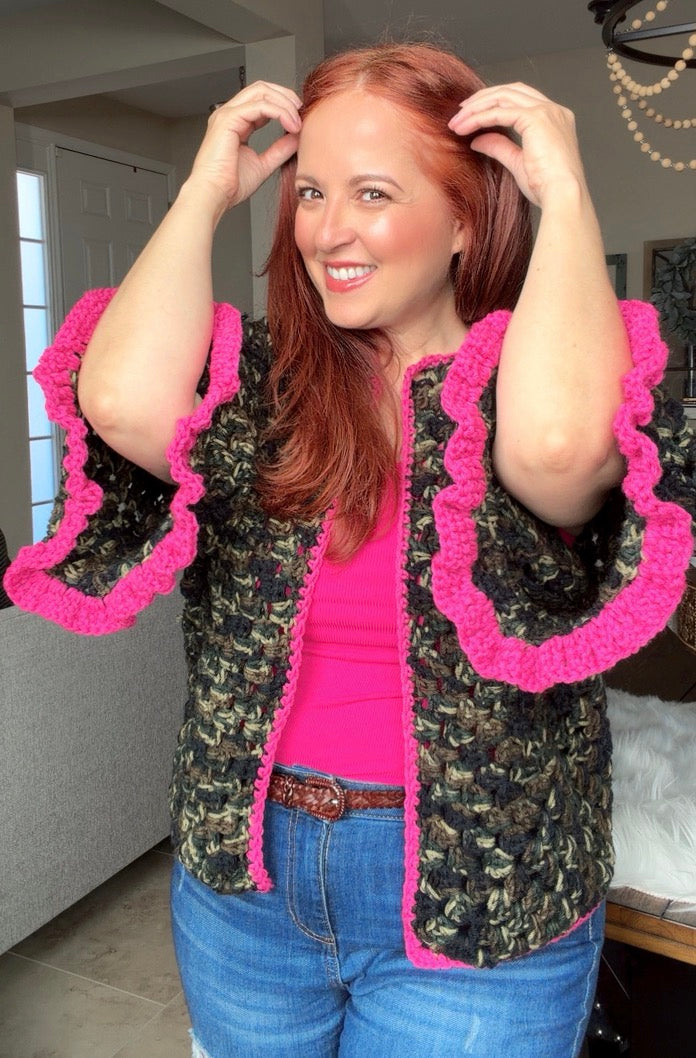 Pink in Camo Cardi