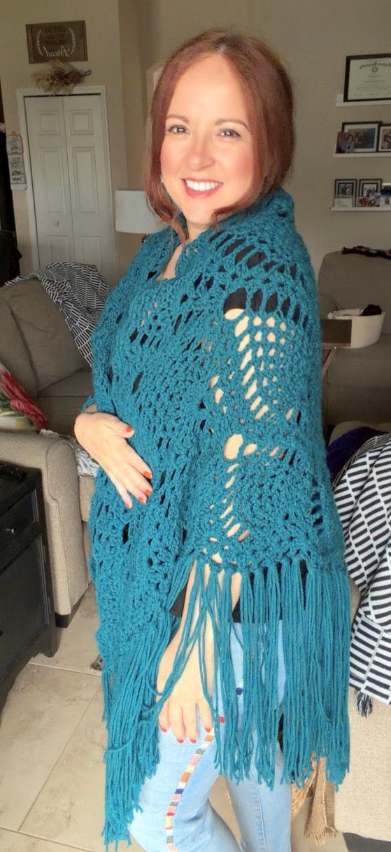 D2-Teal Virus Shawl