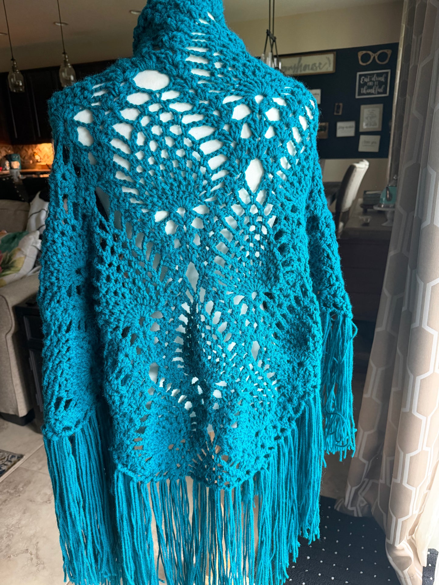 D2-Teal Virus Shawl