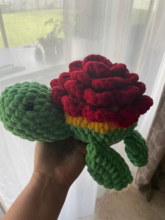 Red Rose Turtle Plushie