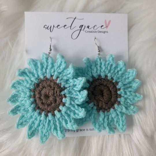 E5-Crochet Sunflower Earrings