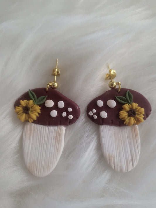 E-Mushroom Clay Earrings
