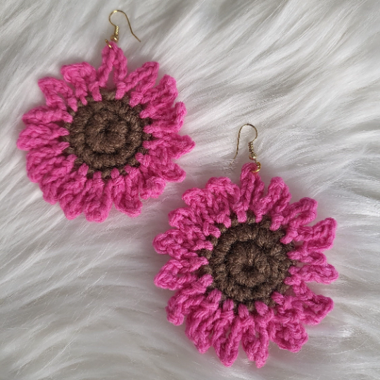 E5-Crochet Sunflower Earrings